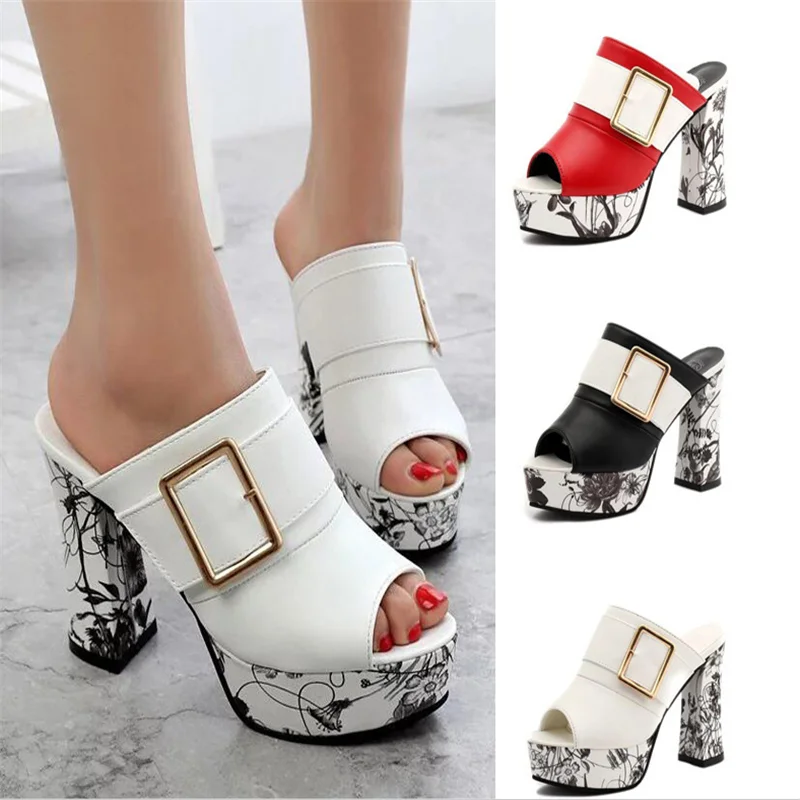 3 вида цветов модная летняя женская элегантная обувь с пряжкой Босоножки на