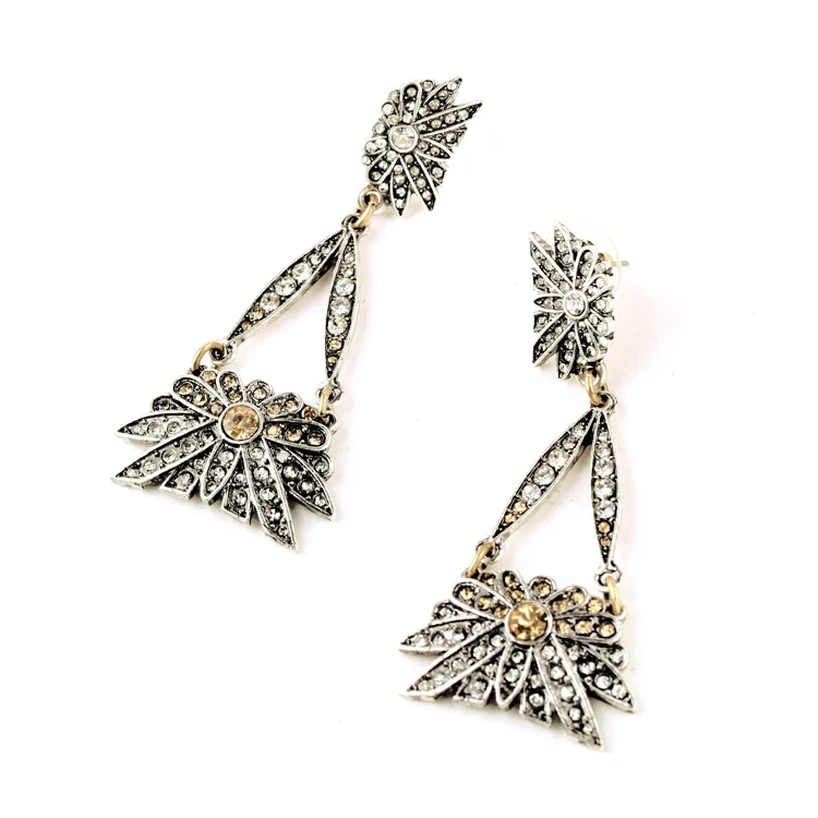 Турецкие серьги-качалки с каплями вечернее платье блестящие хрустальные цветы