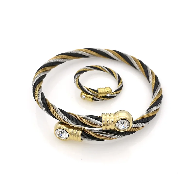 Свадебный Комплект бижутерии Looker Элегантный регулируемый браслет и кольцо из