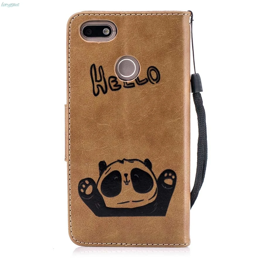 Flip Leather Case on sFor Fundas Huawei P9 Lite mini For coque Y6 Pro 2017 Panda pattern Cover Wallet Phone Cases | Мобильные