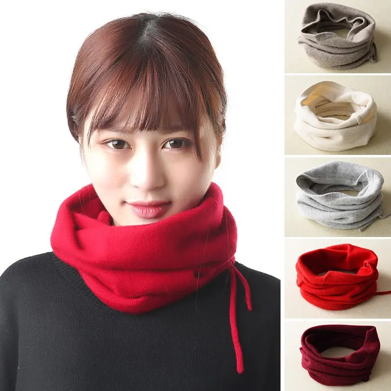 Для женщин шерсти Knittted Термальность капюшон со шнуровкой Лыжная маска для лица