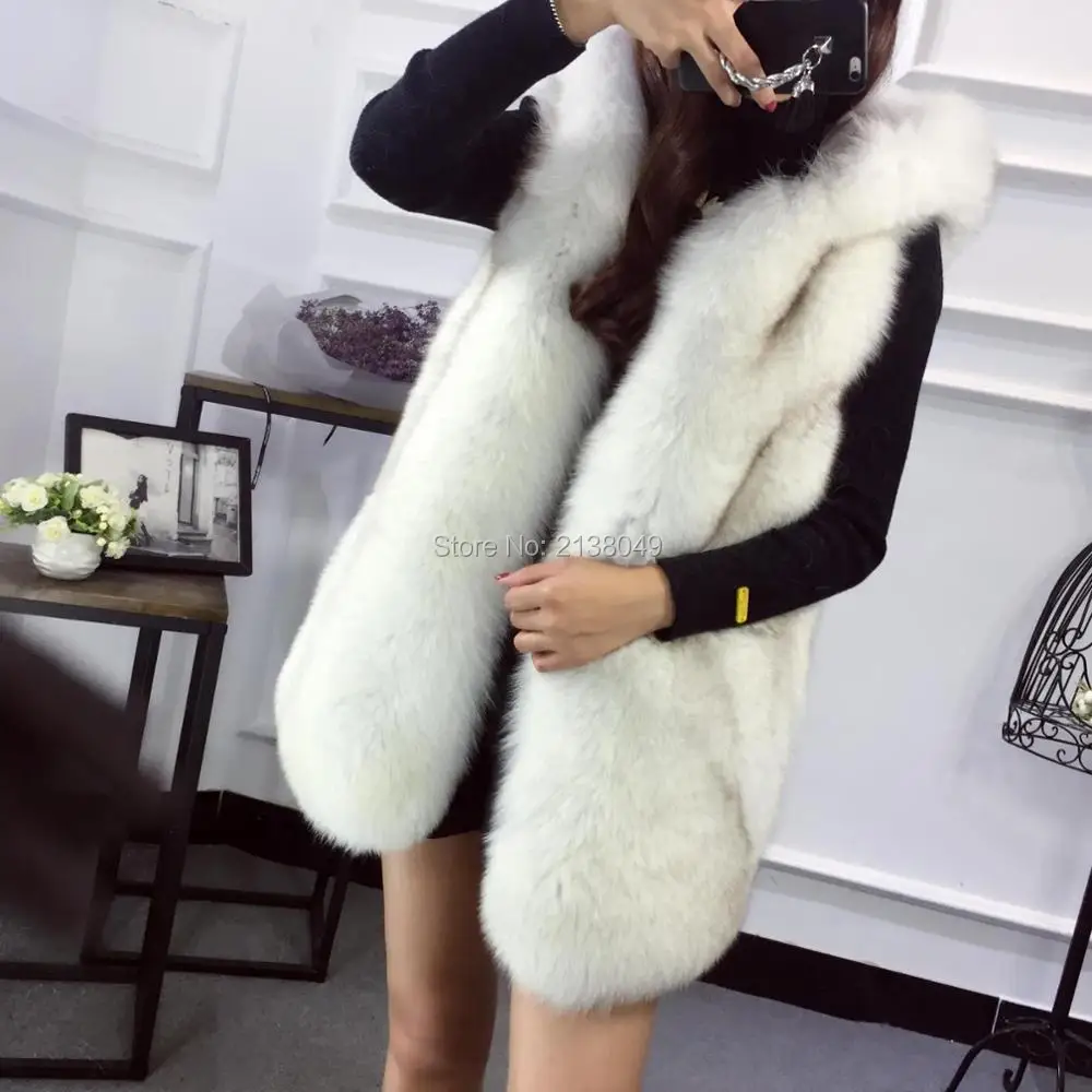 SF0186 женский модный тонкий жилет из натурального Лисьего меха/короткий