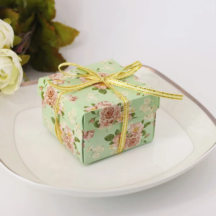 Коробка для конфет, мешок для шоколада, бумажная Подарочная коробка, цветок, зеленый, фиолетовый, для дня рождения, свадьбы, вечеринки, украшение, сделай сам, подарок для ребенка, Wh