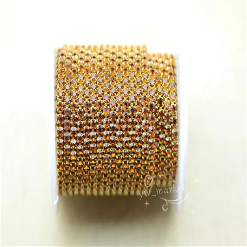 smoke toapz in gold 10 ярдов лента из бисера серебряное золото тесьма отделка платье пришить швейная одежда аксессуары ss6 ss8 ss10 ss12 - Цвет: smoke toapz in gold