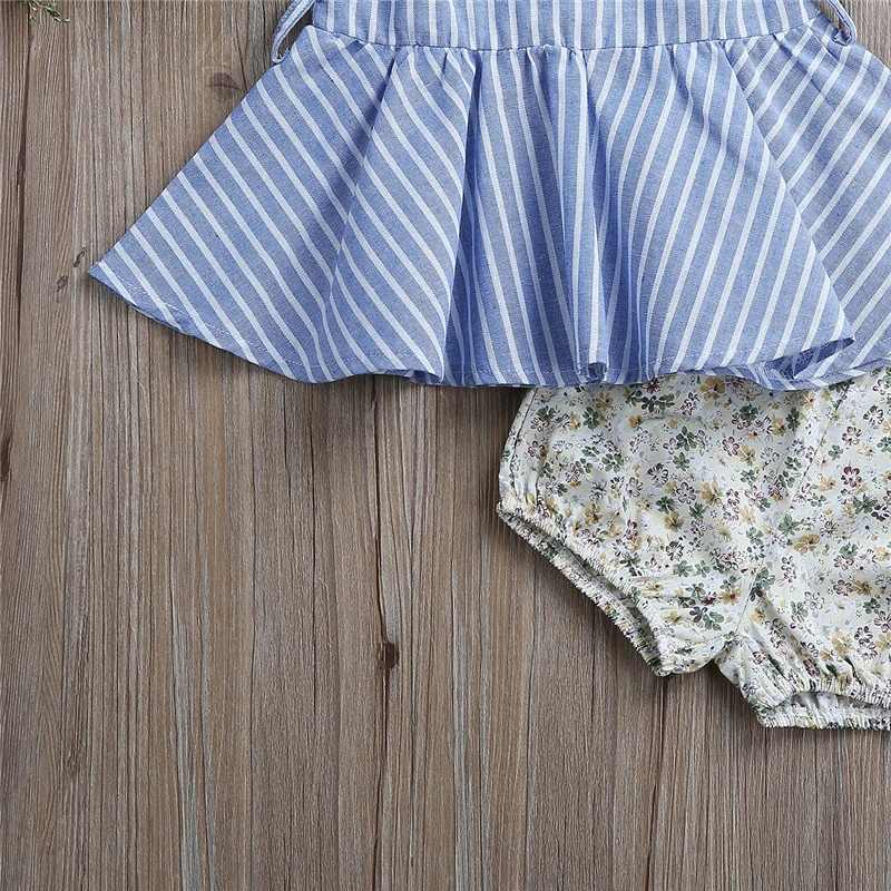 Комплект одежды из 2 предметов для маленьких девочек лето 2018 платье в полоску без