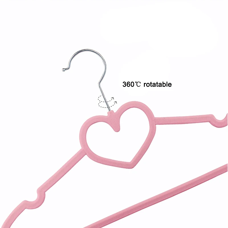 10pcs Colorful Velvet Clothes Hangers Loving Heart Coat Hanger Non-Slip Heart-Shaped Multifunction | Дом и сад