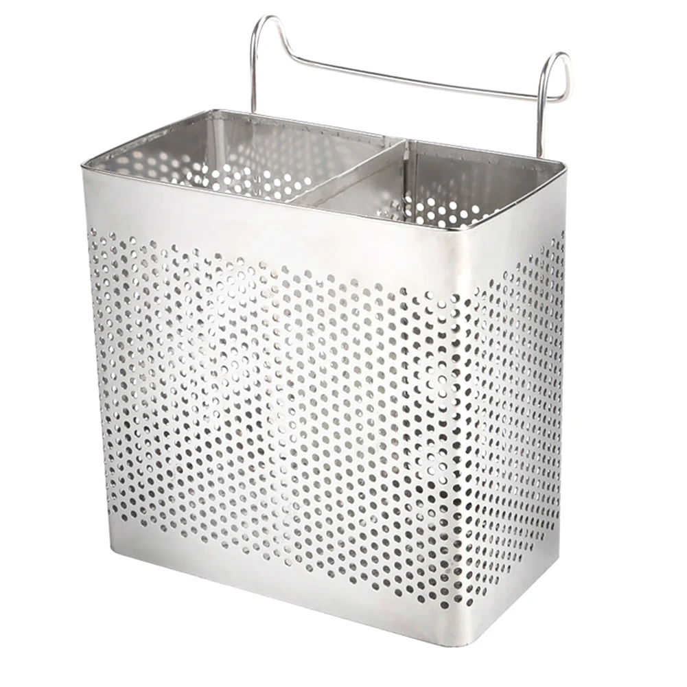 Stainless Steel Shelf Drain Rack Kitchen Utensil Chopsticks Storage Easy Install Organizer Wall Mounted No Drilling Space Saving - Цвет: 2