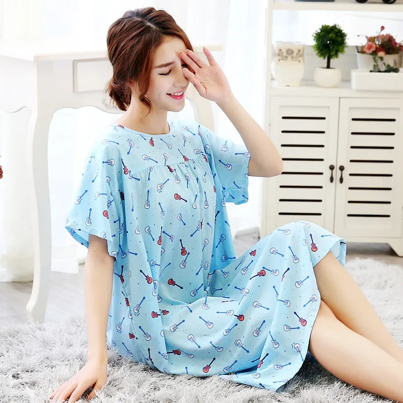 Женская ночная рубашка с коротким рукавом для взрослых хлопковая женская