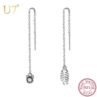 u7 925 sterling silver asymmetry drop earrings cat and fish bone long dangle earrings for women jewelry christmas gifts sc219