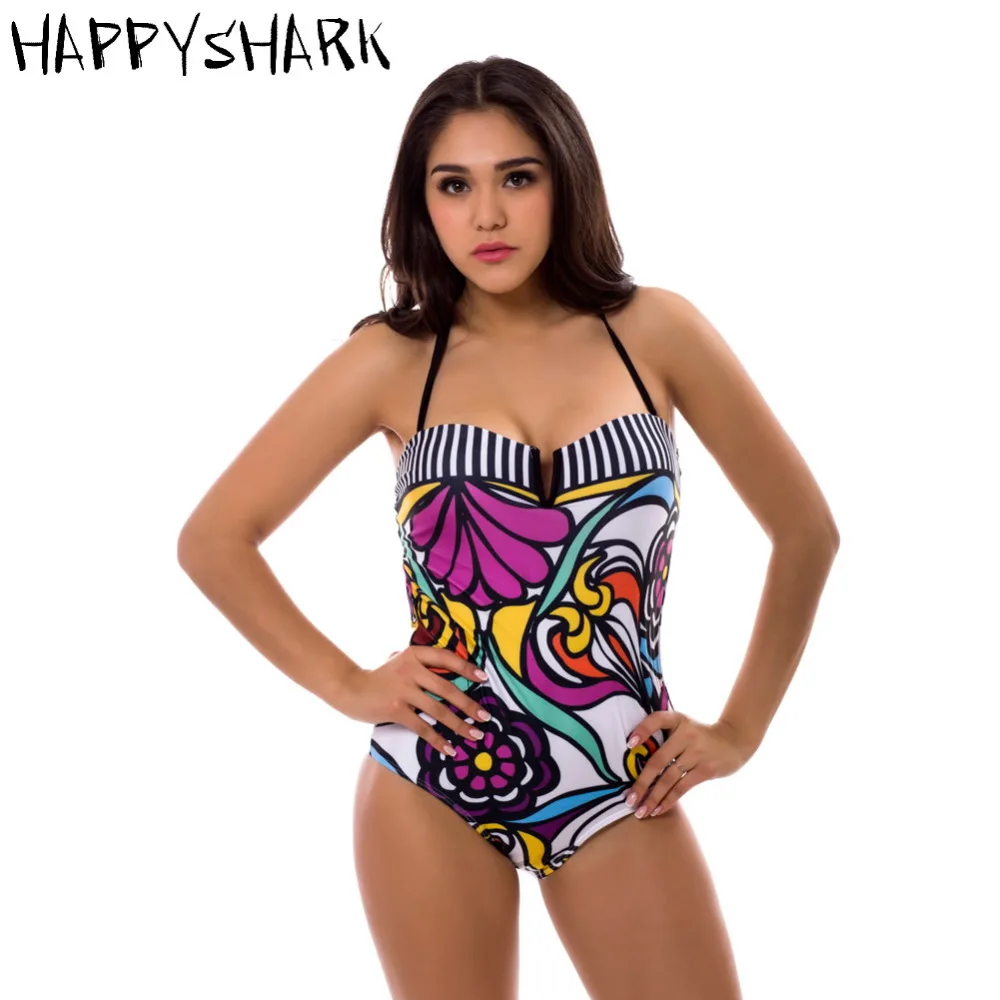 HAPPYSHARK новинка 2018 года винтажный женский купальник слитный с цветным цветочным