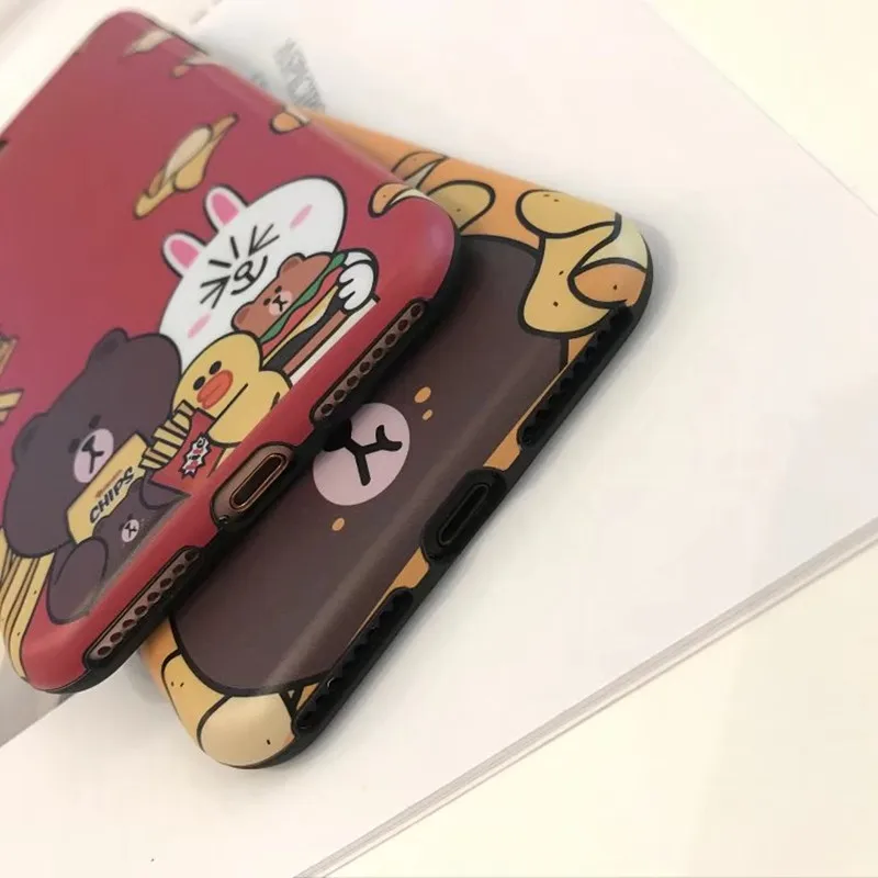 TIZQK Cartoon Pattern Anti-knock Phone Case For iphone 6 6s 7 8 Plus X Back Cover Smooth Soft IMD Fitted Cases |