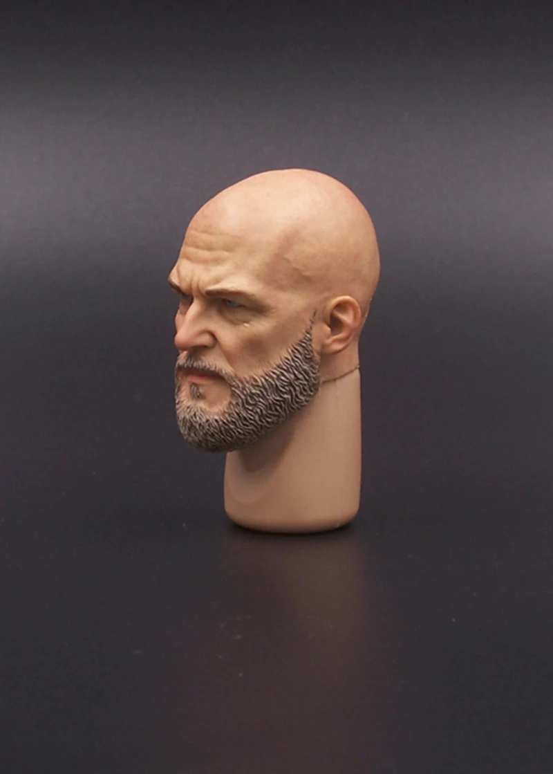

1/6 Scale Male Soldier Head Carved Accessory Man Head Sculpture Bearded Head Sculpt Model for 12'' Action Figure Body