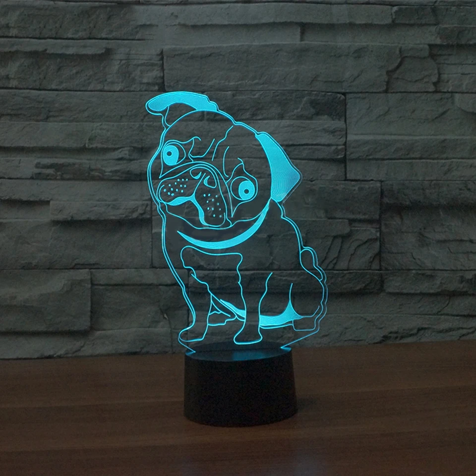 Для сна светильник ing Спальня украшение Usb визуальный 3D светодиодный мопса
