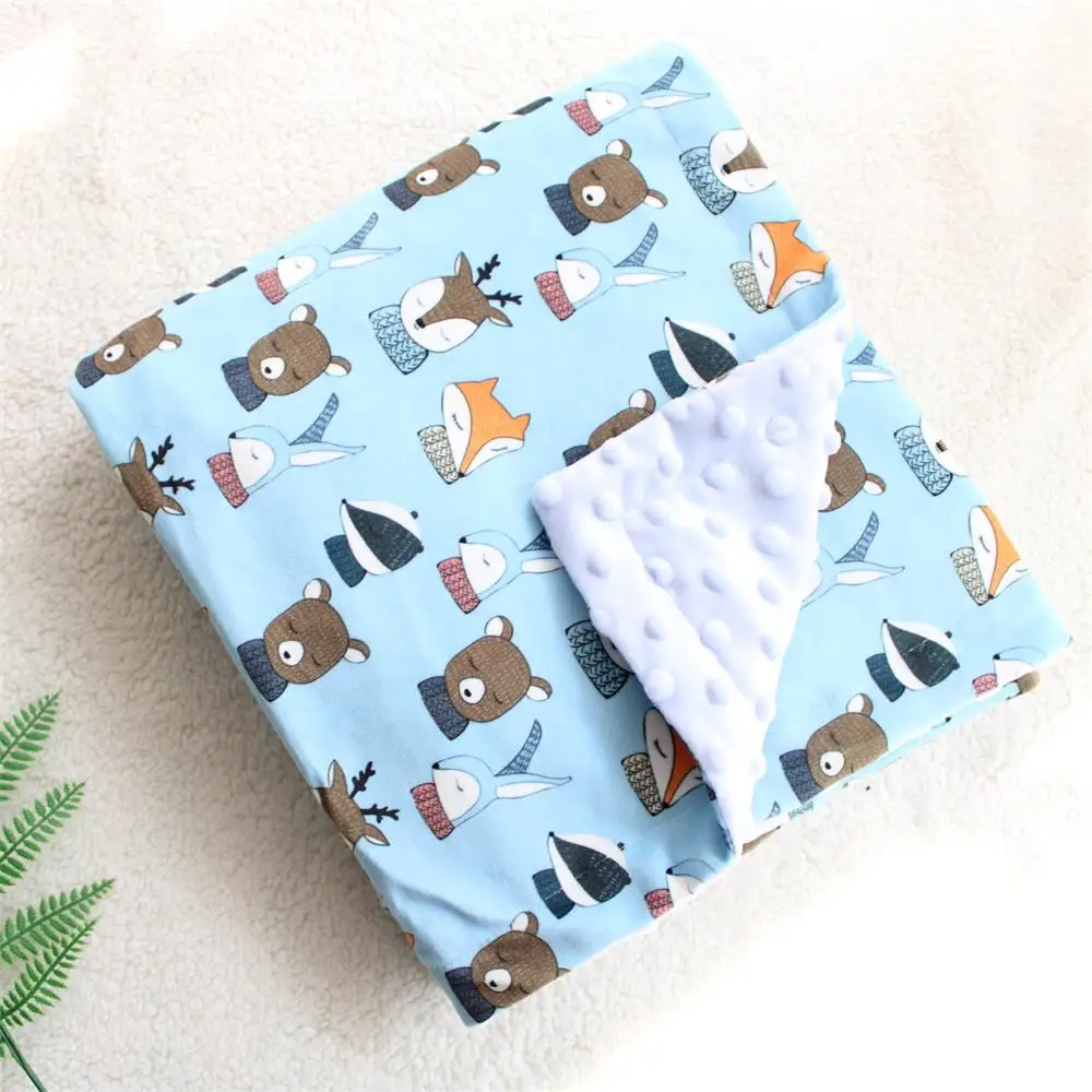 fox and deer 2 слоя 3D dot Сова Банни Минки коралловый флис мягкий термическая одеяло ребенка пеленать обертывание детский чехол для спинки заднего сиденья детское одеяло - Цвет: fox and deer