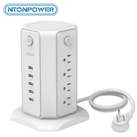 ntonpower surge protector flat us plug power strip tower 8ac 5usb desktop charging station 1 8m extension cord for home office