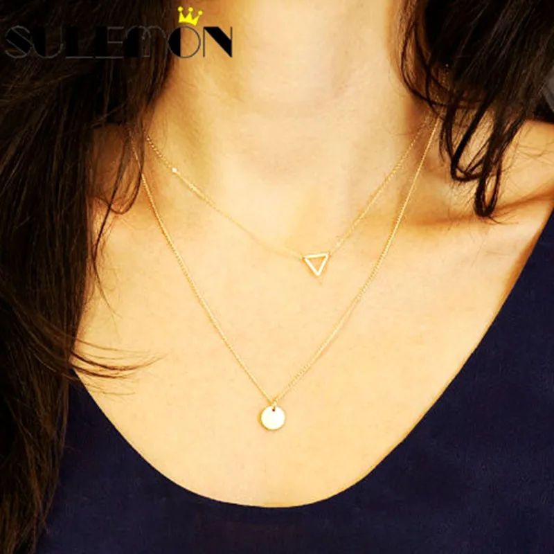 Модное крошечное треугольное ожерелье для женщин плавающее минимальное нежное