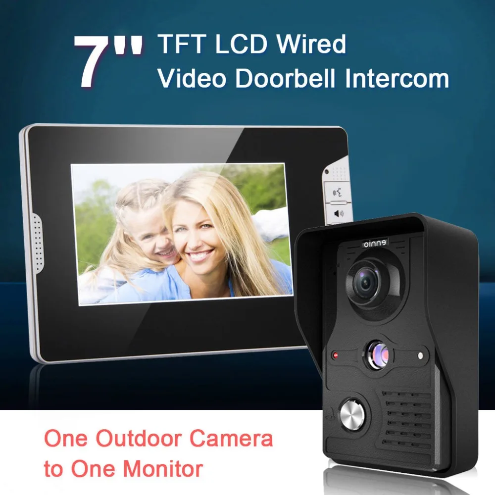 

7" Wired Handsfree Video Door Phone Video Entry Intercom System with CCTV Camera Home Security Rainproof