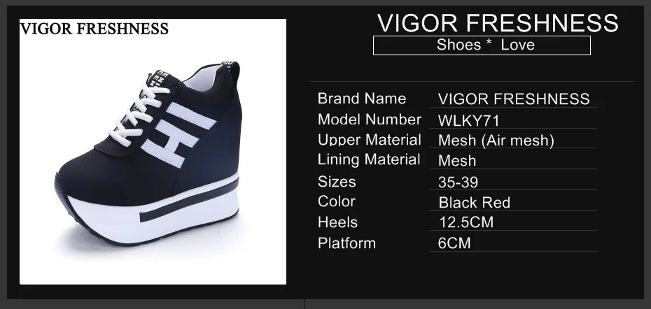 VIGOR/свежесть; женская обувь на платформе; обувь из парусины вулканизованные; туфли-лодочки, увеличивающие рост; женские кроссовки на танкетке; обувь на высоком каблуке; WY71