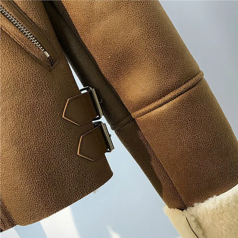 Женская байкерская куртка Inverno Jaquetas Feminino однотонная на молнии с карманами и