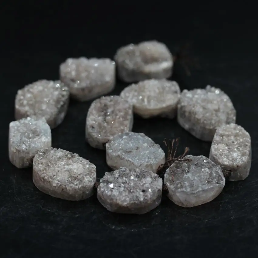 Бусины с овальной полкой Approx12Pcs/Strand Raw Brown Drusy Geode Freeform дымчатый необработанный
