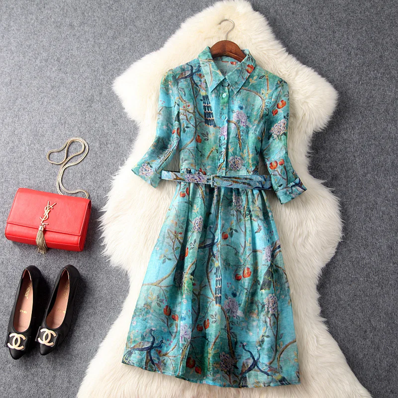 Бальное платье с цветочным принтом женское шелковое облегающее Повседневное