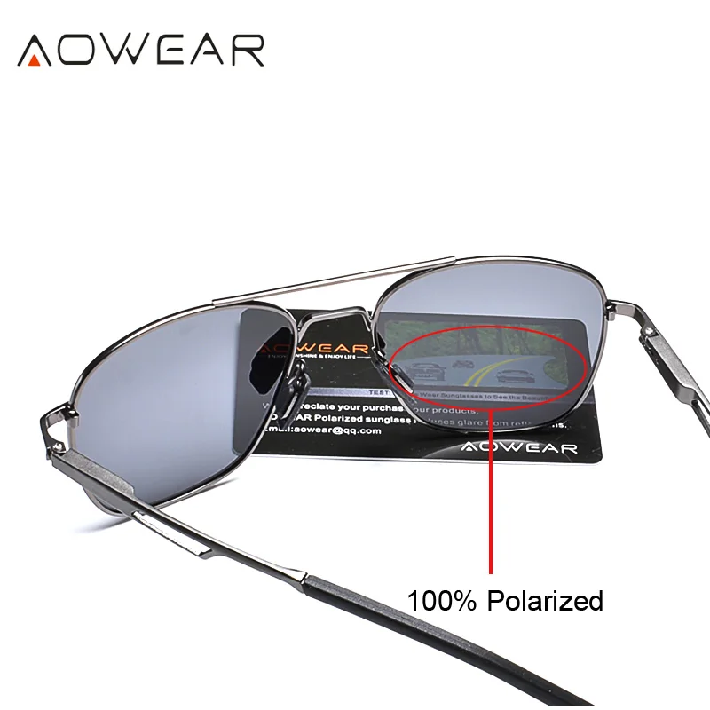 Мужские квадратные солнцезащитные очки AOWEAR поляризационные Модные в стиле ретро