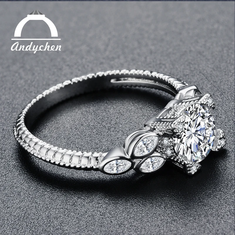 AndyChen White Gold &amp Rose Color Round AAA High Quality Zircon Wedding Rings for Women Jewelry accessories Size 5-12 H1357 | Украшения и