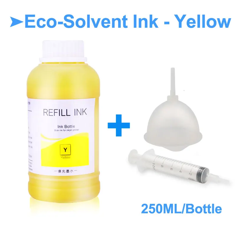 250 мл/бутылка эко-сольвентные чернила для Epson L210 L355 L366 L382 L385 L420 L800 L805 L1800 R2000 R3000 1390 1400 1500W чернила для принтера - Цвет: Yellow-250ml