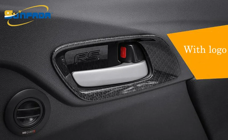 Sunfada 4 шт./компл. углерода Волокно/хром внутренняя дверные ручки Рамки отделкой