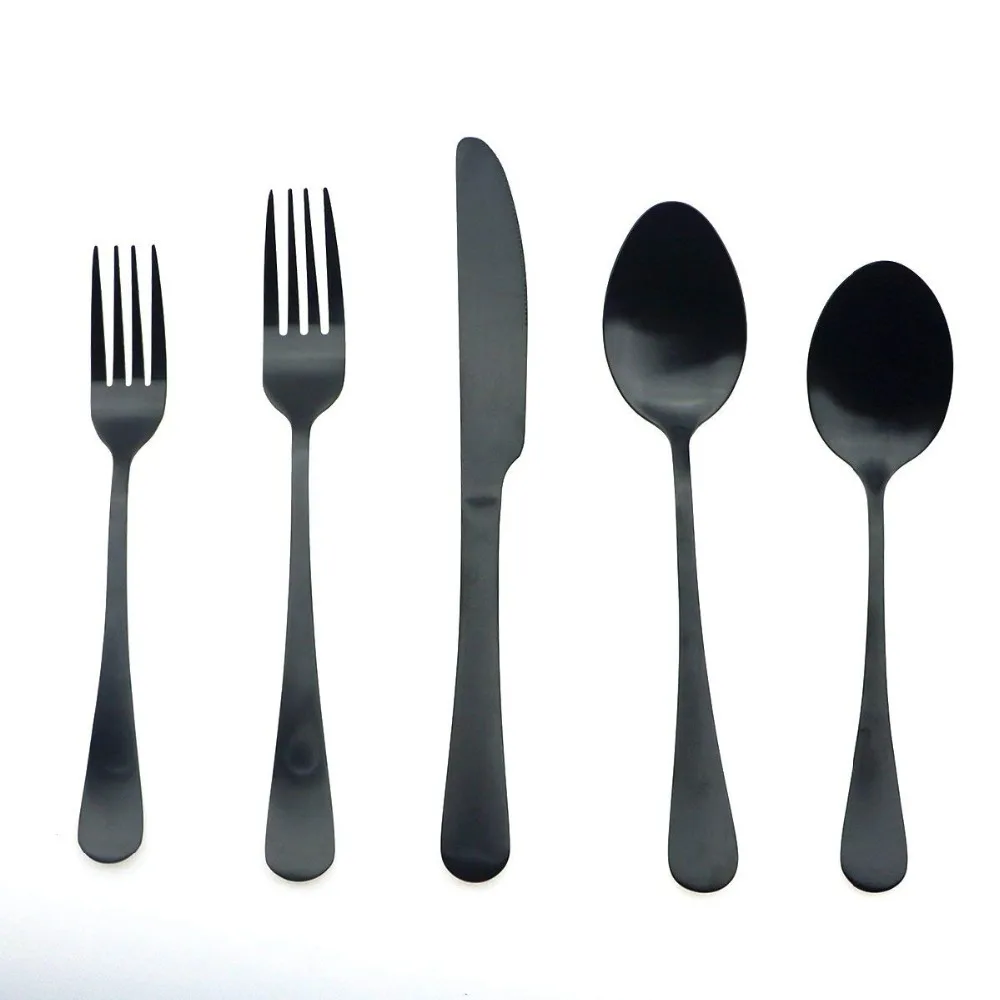 JASHII 5Pcs Matte Black Dinnerware Set Stainless Steel Classical Cutlery Wedding Tableware Dining Knife Dessert Fork Scoop | Дом и сад