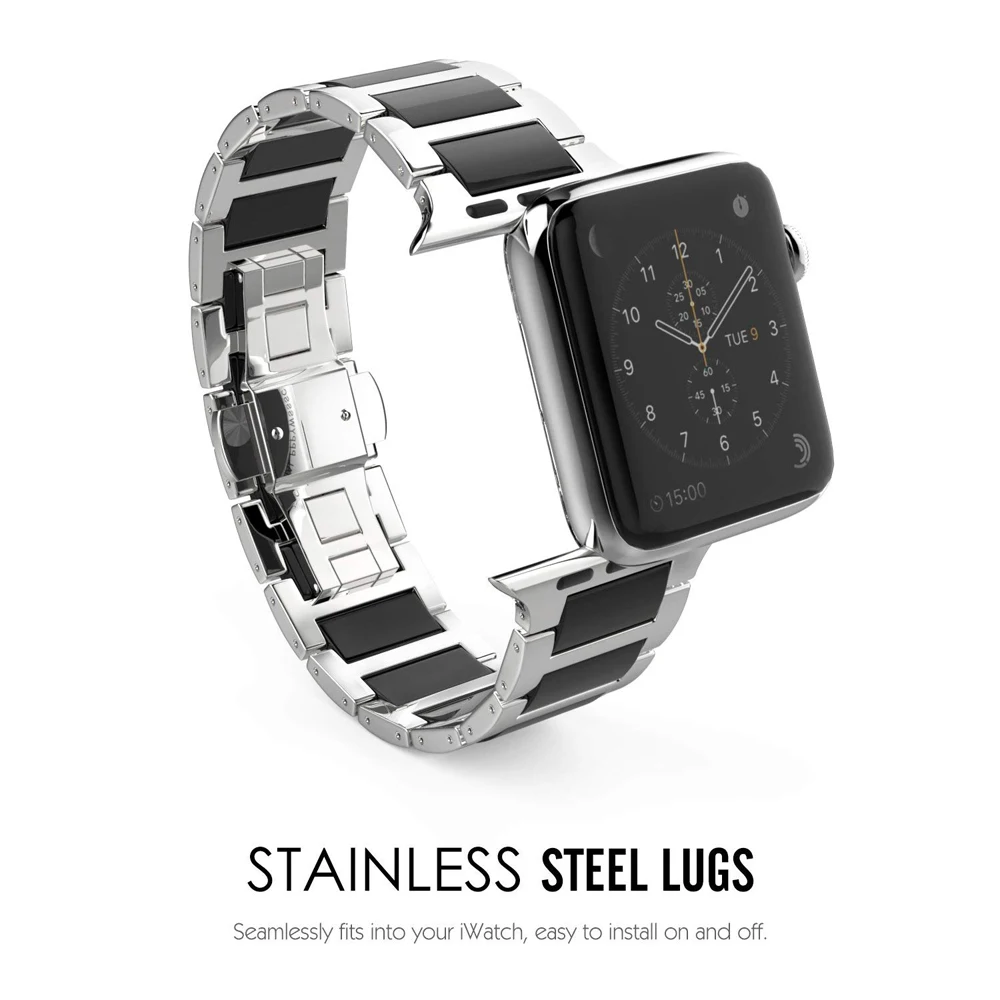 Ремешок из нержавеющей стали OSRUI для Apple watch band 42 мм 38 керамический звеньевой