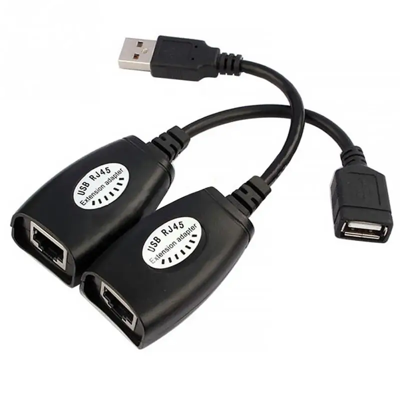 1 set black USB Type A Male RJ45 Female Cable LAN Up To 150ft Adapter Extender Cat5e/6 Network Cables |