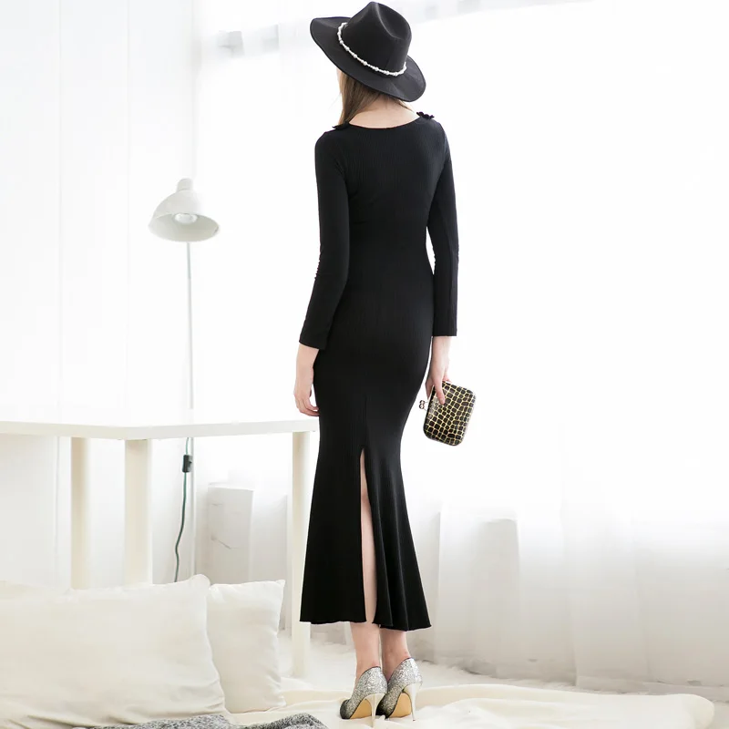 Новейший сексуальный дизайн юбка годе спинка разрез хлопок длинные зимние