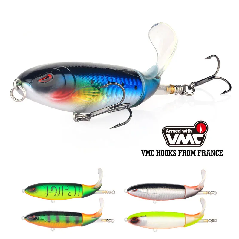 11 см Жесткая рыболовная приманка Whopper Popper Topwater вращающийся хвост VMC Крючки для