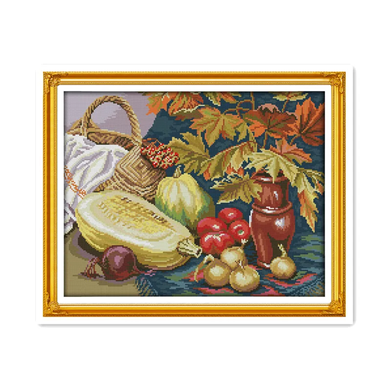 

Restaurant decoration painting fruit and vegetable vase hand-stitched embroidery cross stitch Kit decoration accessories