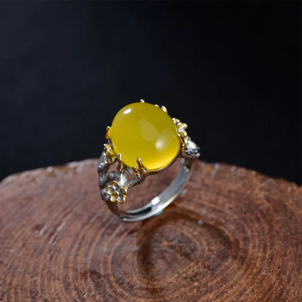 Женское кольцо из серебра 925 пробы RADHORSE регулируемое стерлингового с Янтарной