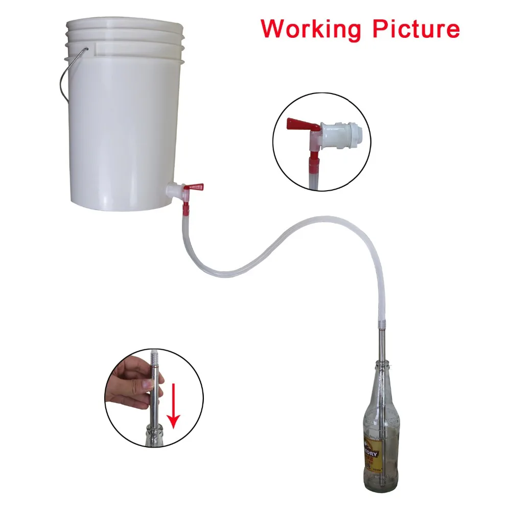 Homebrew Stainless Steel Bottle Filler Spring Loaded with beer hose and Bucket Spigot |