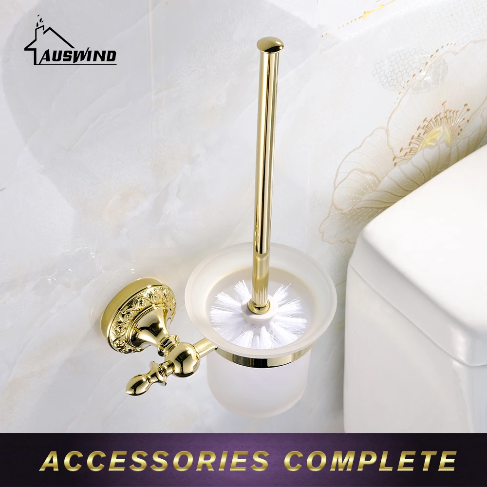 Античный Твердый латунный держатель для туалетной щетки Ti Pvd резные европейские