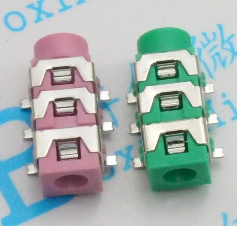 100 шт. PJ-313D SMD Разъем для наушников 3 5 корпус 6-контактный красный/зеленый аудио