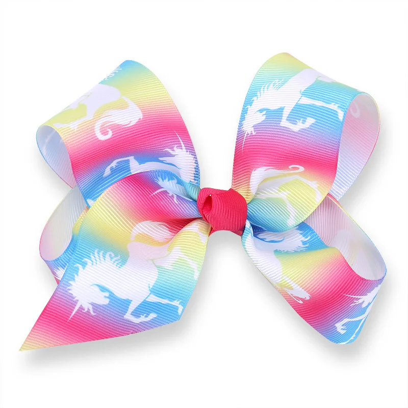 5 inch party Bows Hair Clips Graffiti Knot Hairgrips Kids DIY Princess Ribbon Accessories Handmade Unicorn Hairpin | Детская одежда и