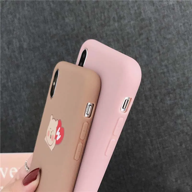 JIBAN Couples Cartoon Cute Bear Phone Case for Iphone Xs Max X/xr/8plus IPhone 6 Plus 6s/7 7plus 8 Cover All-inclusive Capa |