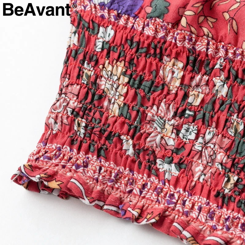 Женское платье с цветочным принтом BeAvant короткое пляжное в стиле бохо из двух