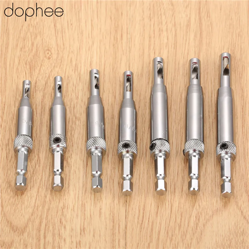 7pcs Dopee HSS Самоцентрирующийся шарнир, сверло для окон, дверей, винтов, отверстий, пилы, деревообрабатывающий шкаф, оборудование, сверло, инструмент, 7 шт - Цвет: 7pcs