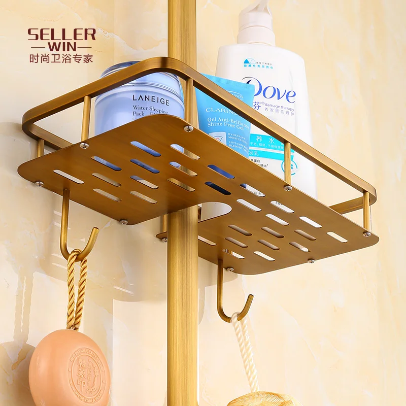 Антикварная медная полка для душевой корзины квадратная доска широкий ремень