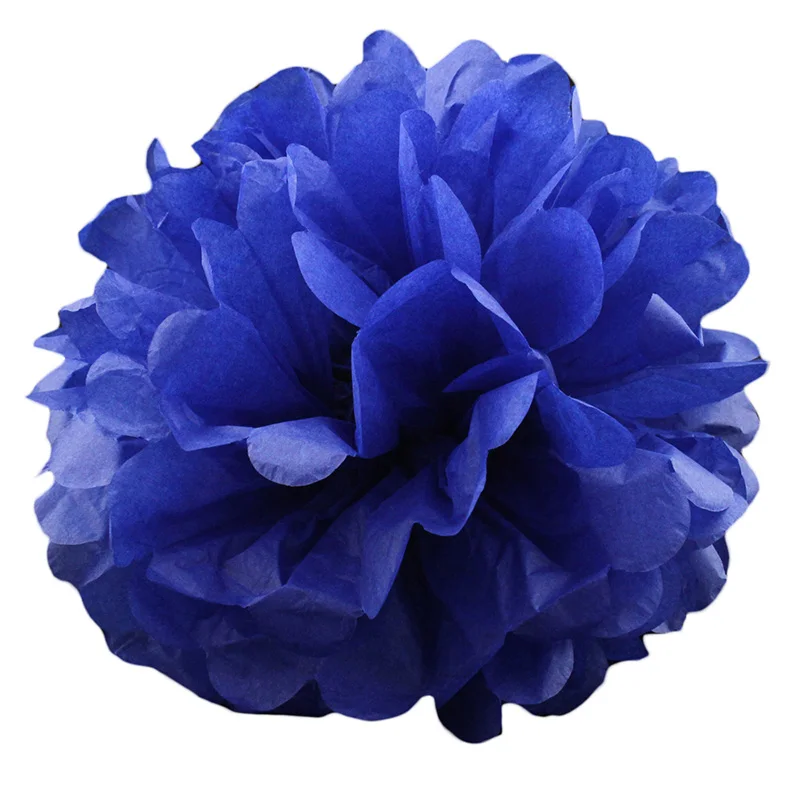 Dark Blue 1 шт., размер: 4/6/8/10/12 дюймов ткани Бумага Pom украшения в виде помпонов цветком ручной работы Цветочные шары из бумаги для вечеринок и свадебных церемоний украшения для дома - Цвет: Dark Blue