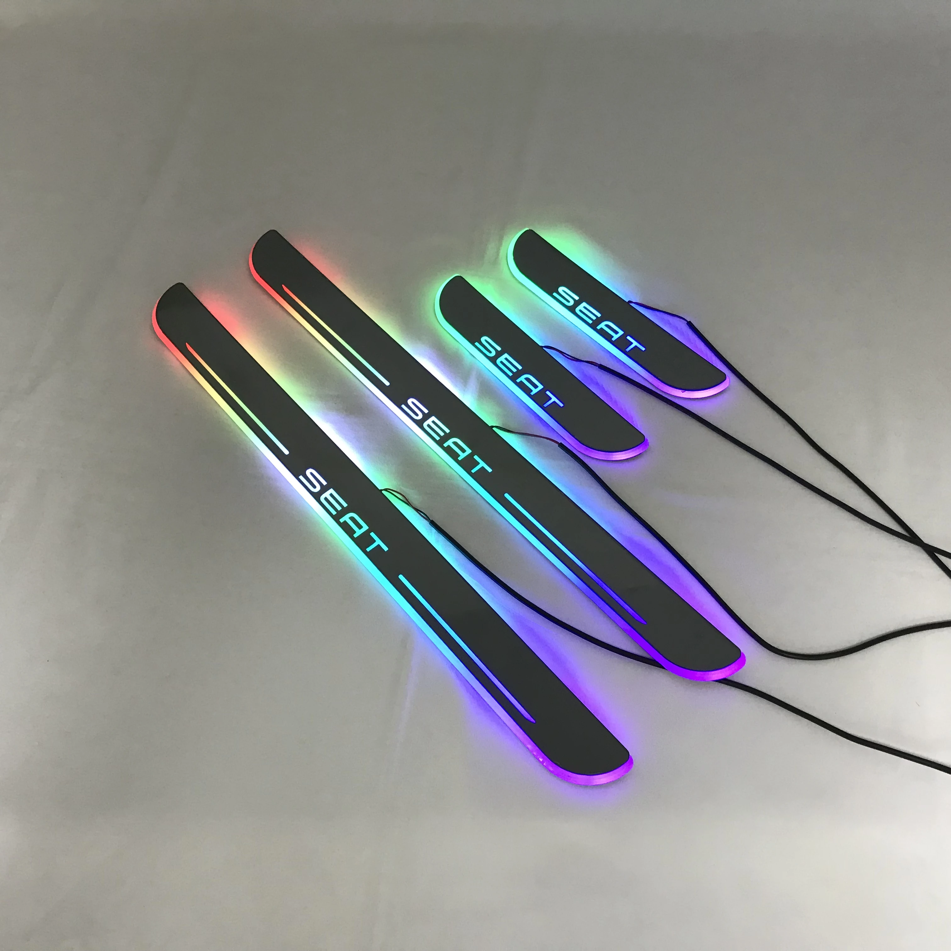 

RQXR led moving door scuff for seat ibiza dynamic door sill plate flat lining overlay flow/fixed light, 4pcs