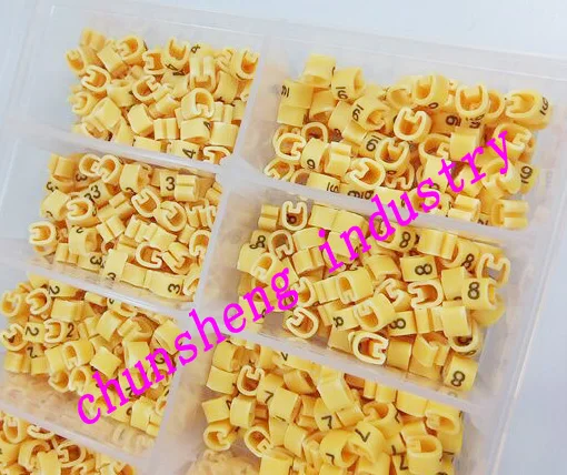 

1000pcs/box EC-0 1.5mm2 10 different number 0-9 cable marker yellow color set