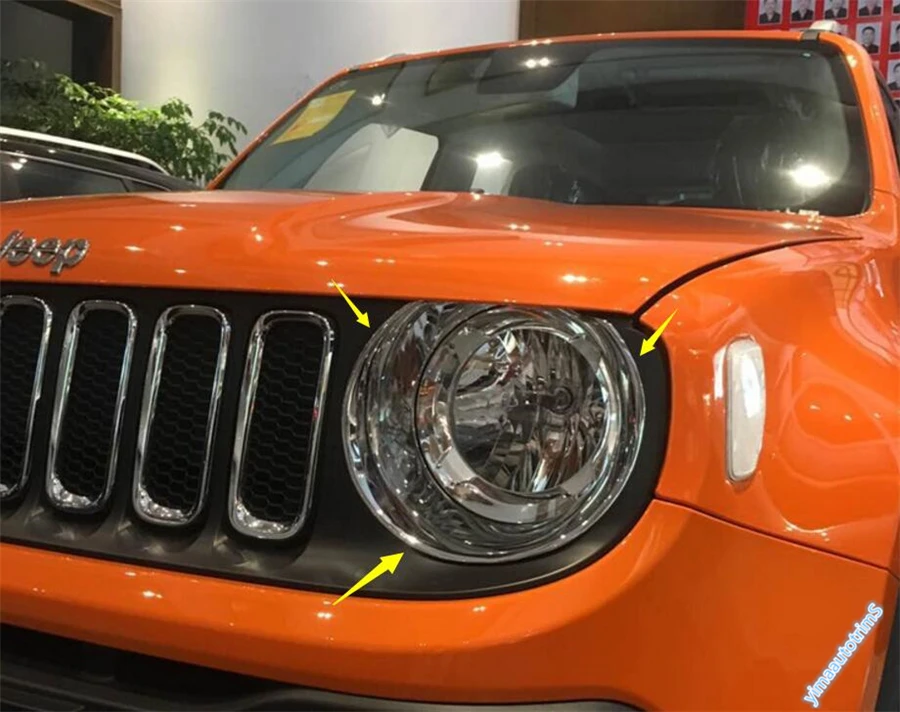 

Lapetus Front Head Lights Lamp Frame Cover Trim 2 Piece Fit For Jeep Renegade 2015 2016 2017 2018 Accessories Exterior