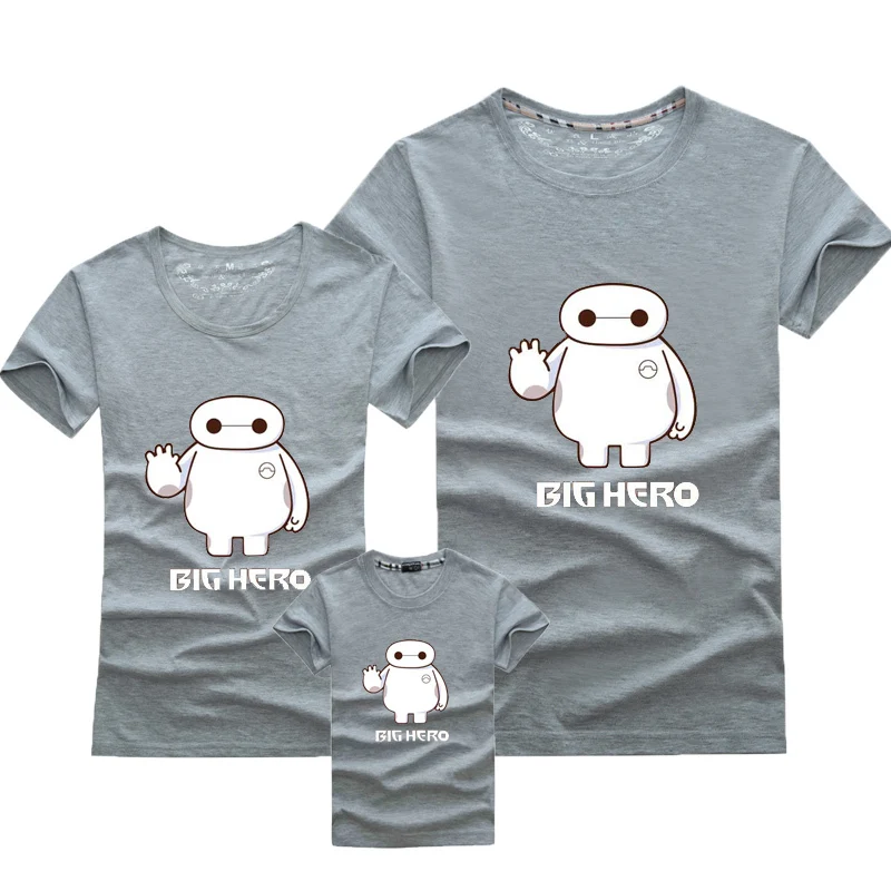 Summer Style hot sale short-sleeve Baymax T-shirt family clothing set for mother daughter and father son | Мать и ребенок
