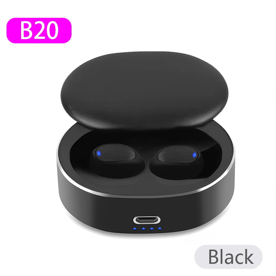 B20 Black B20 Bluetooth 5,0 TWS беспроводные наушники 3D стерео Bluetooth наушники с сенсорным управлением Hifi бас мини наушники с двойным микрофоном - Цвет: B20 Black